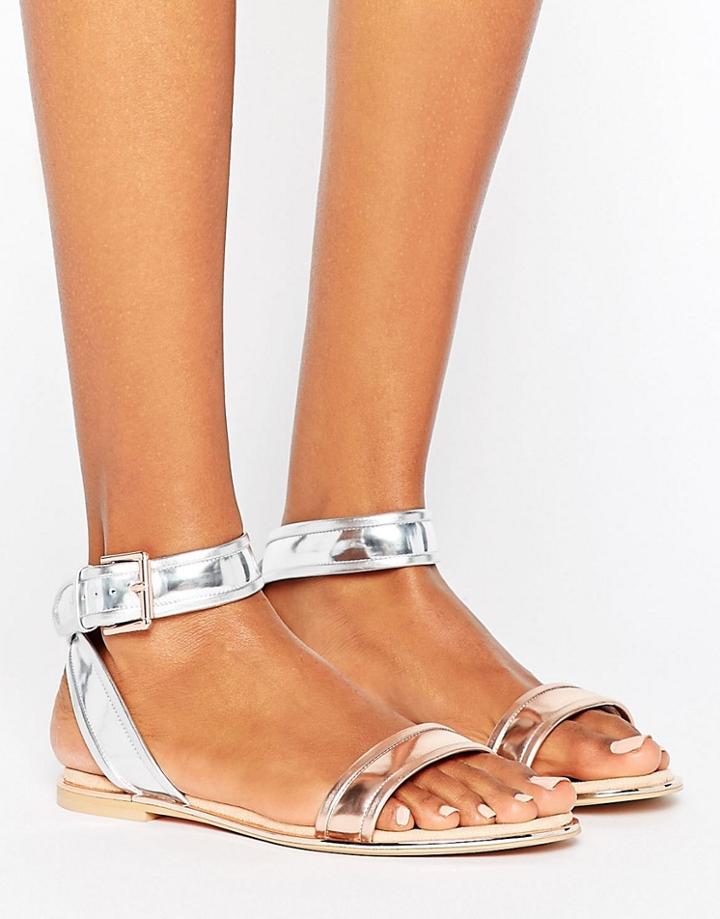 Ted Baker Alella Metallic Flat Sandals - Silver