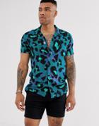 Urban Threads Animal Print Shirt - Blue