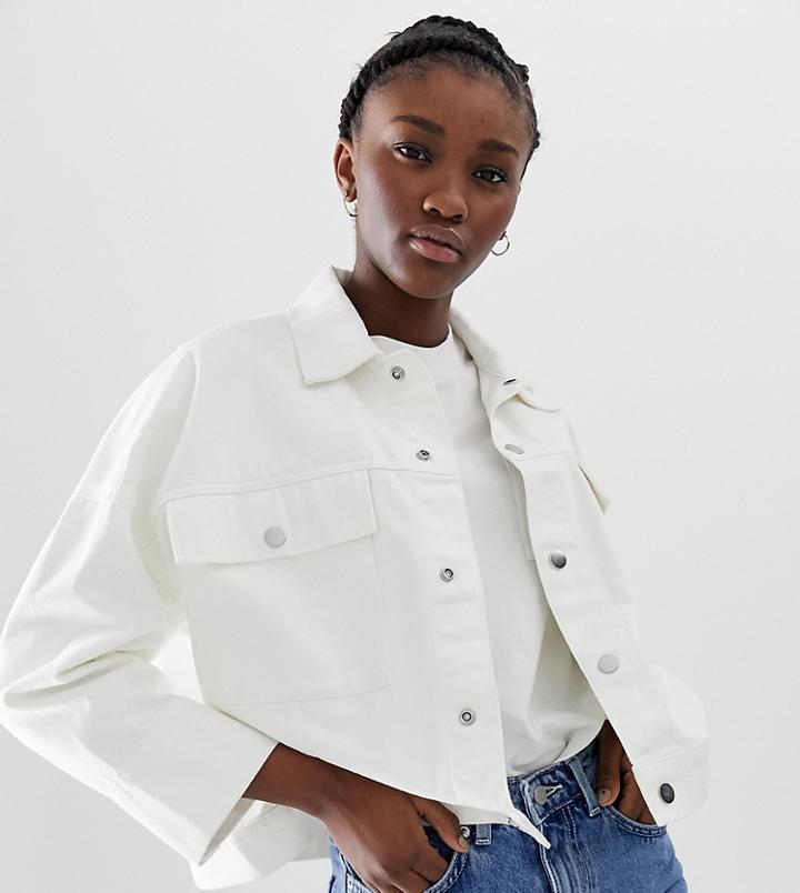 Weekday Denim Jacket In White-cream