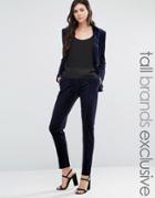 Fashion Union Tall Velvet Suit Pant Co-ord - Navy