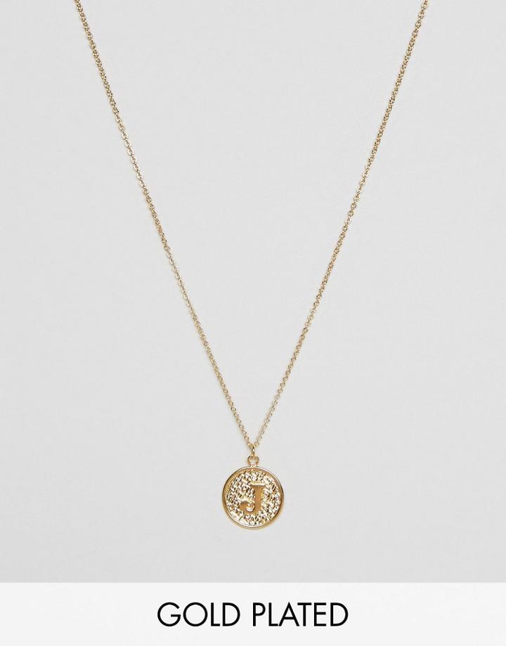 Ottoman Hands J Initial Pendant Necklace - Gold
