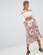 Gilli Floral Midi Skirt - Pink