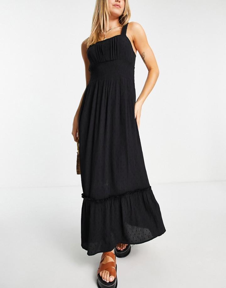 Topshop Crochet Trim Maxi Beach Dress In Black