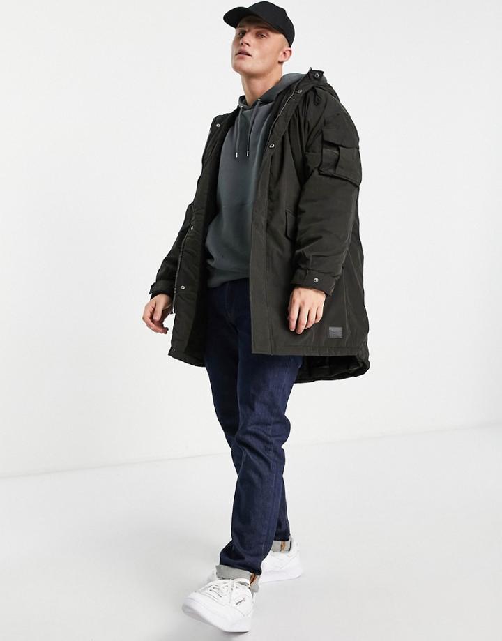 Jack & Jones Originals Oversize Parka With Pockets In Black