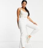 Asos Design Clean Linen Cigarette Suit Pants-white