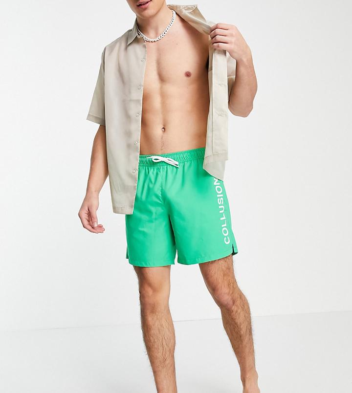 Collusion Swim Shorts In Green