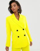 Asos Edition Double Breasted Mansy Jacket - Yellow