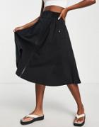 Urban Revivo Zip Front Midi Skirt In Black