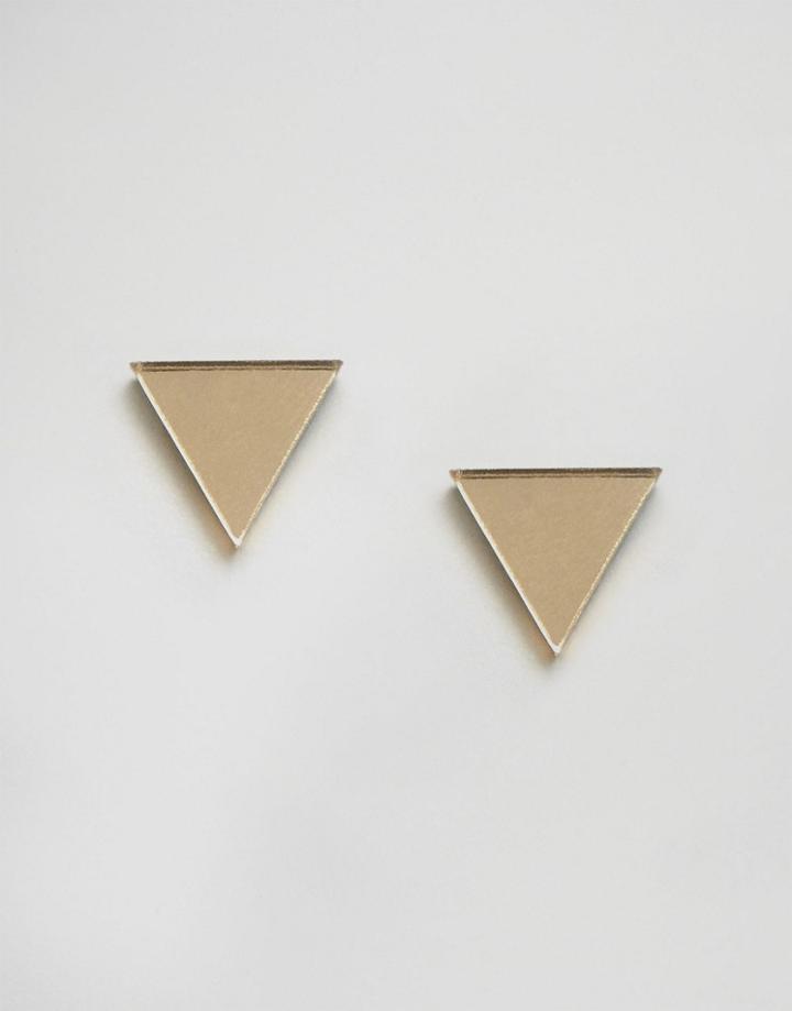 Wolf & Moon Geometric Triangle Stud Earrings - Gold