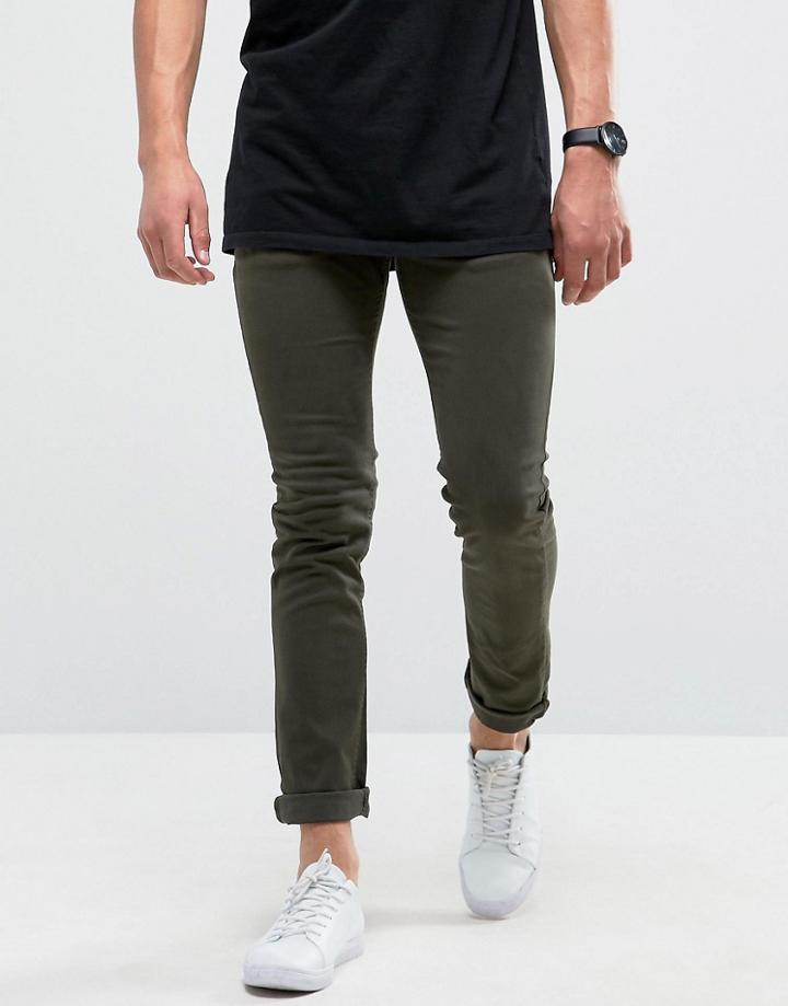 Loyalty And Faith Skinny Fit Jeans With Light Abbrasions In Khaki - Green