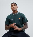 Ellesse T-shirt With Repeat Logo Neckline In Green - Green