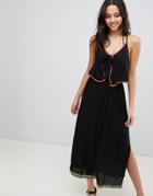Anmol Maxi Beach Dress With Trim Overlay - Black