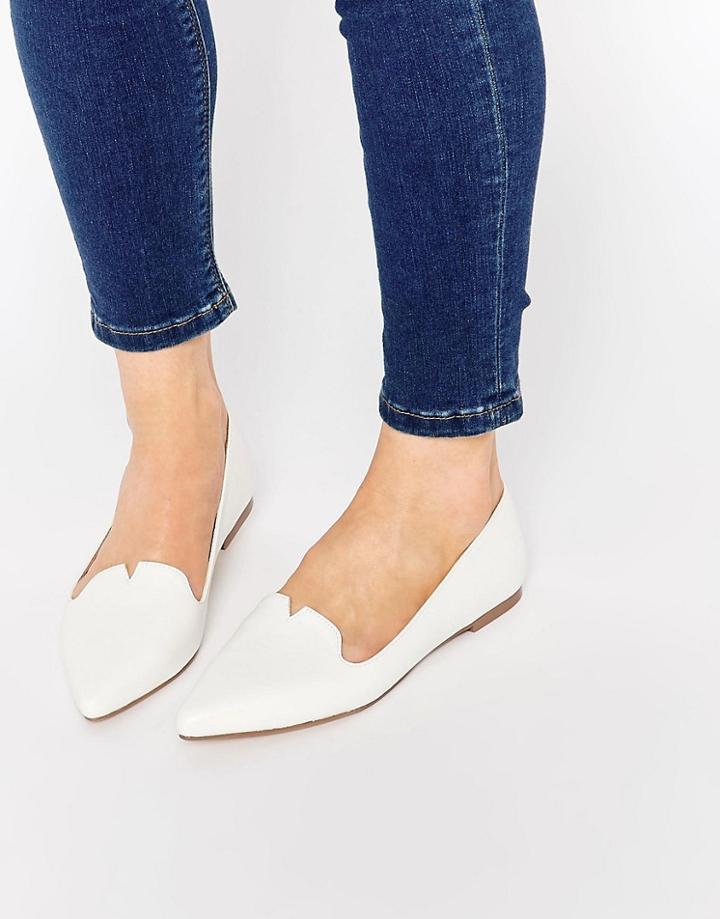 Asos Louisiana Pointed Ballet Flats - White