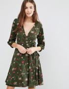 Yumi Floral Wrap Dress - Green