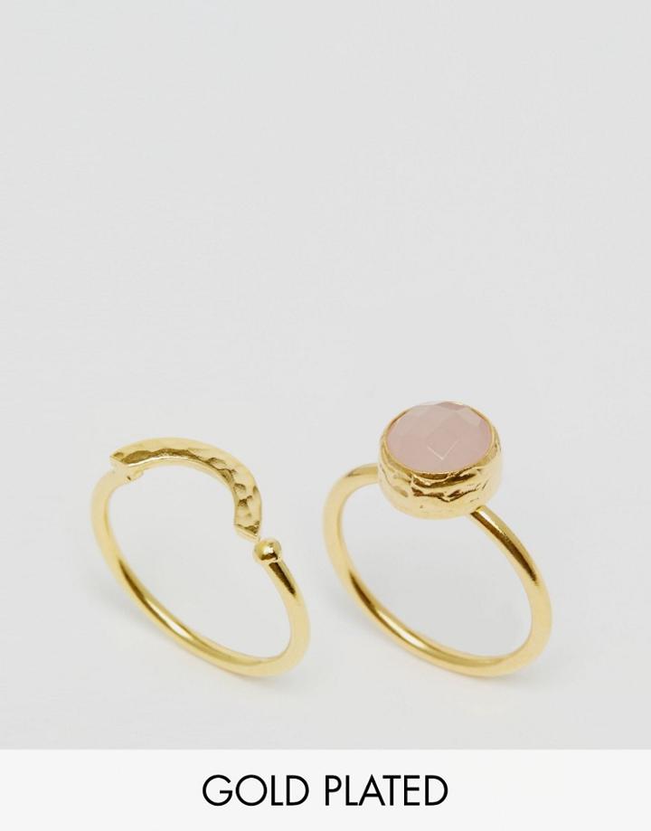 Ottoman Hands Rose Quartz Symbol Rings - Rose Quartz