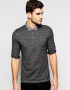 Boss Orange Polo Shirt With Contrast Collar Long Sleeves - Gray