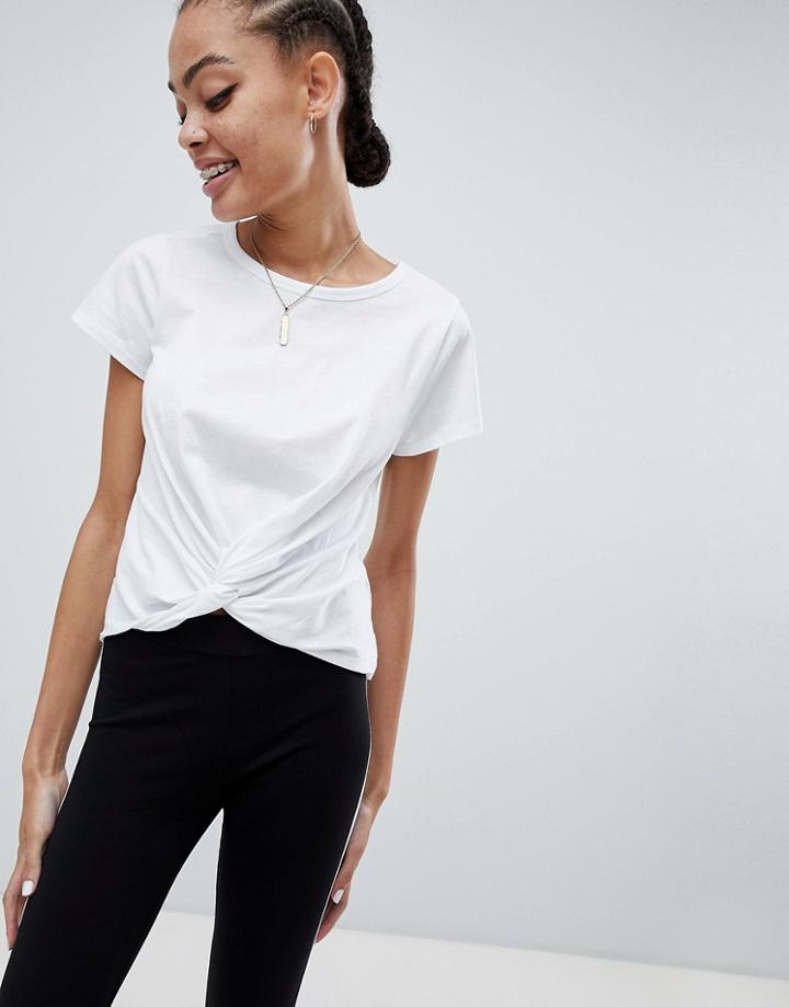 New Look Twist Front Tee - White