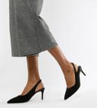 Asos Design Wide Fit Sebastian Slingback Mid Heels - Black