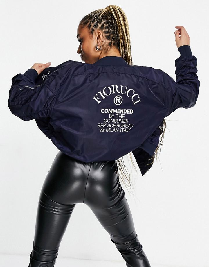 Fiorucci Commended Lou Logo Bomber Jacket In Navy