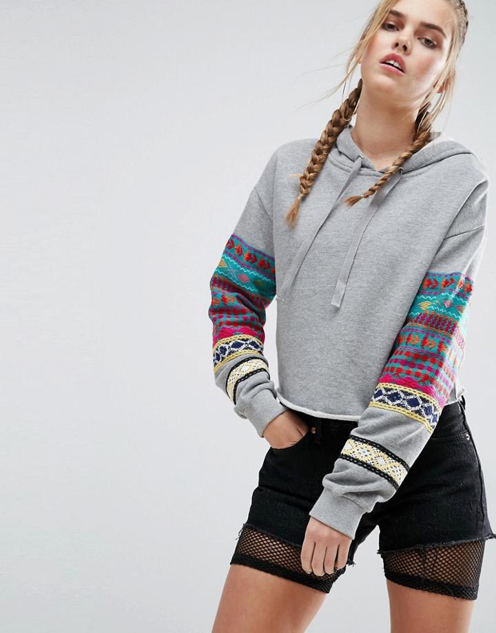 Asos Hoodie With Blanket Embroidery - Multi