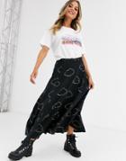 Fabienne Chapot Wonder Cloud Print Midi Skirt-black
