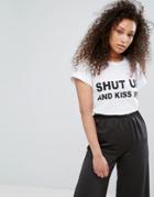Moss Copenhagen Shut Up And Kiss Me T-shirt - White