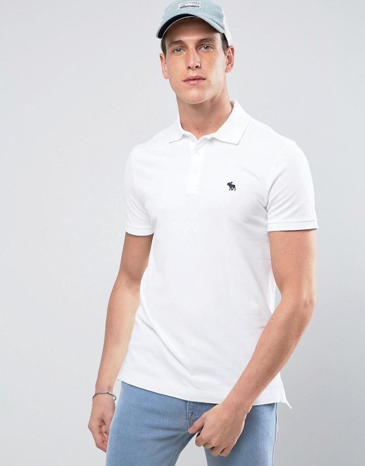 Abercrombie & Fitch Polo Muscle Slim Fit Stretch Pique In White - White