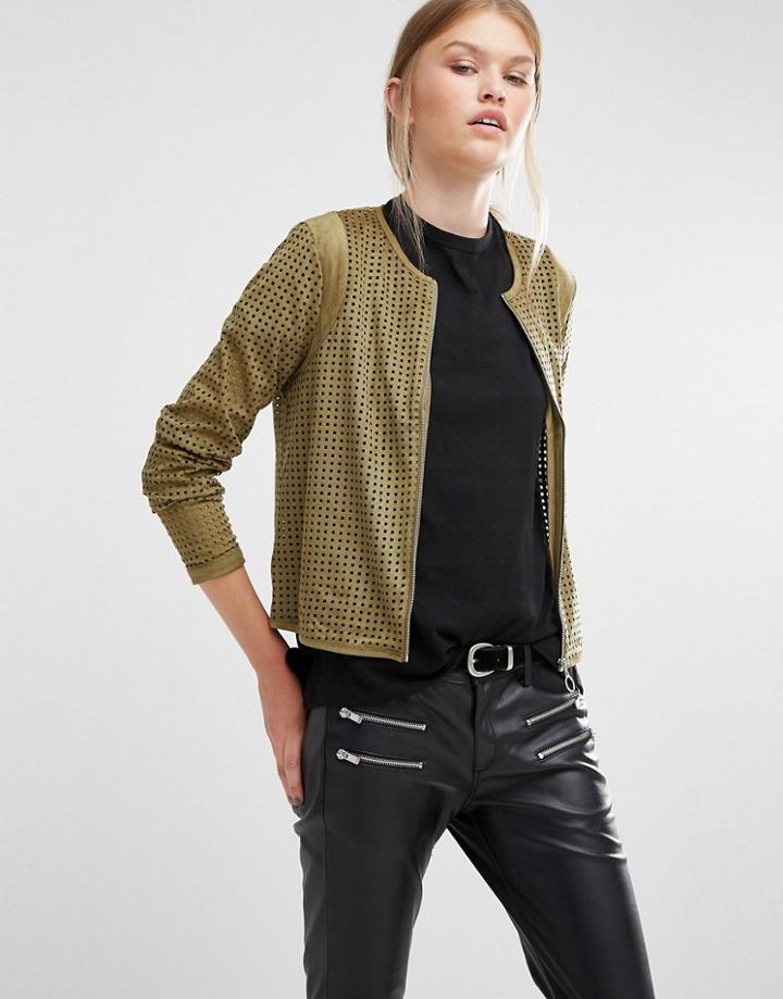 Vero Moda Faux Seude Jacket - Green