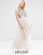 Needle & Thread Embroidery Lace Maxi Dress - Rose Beige