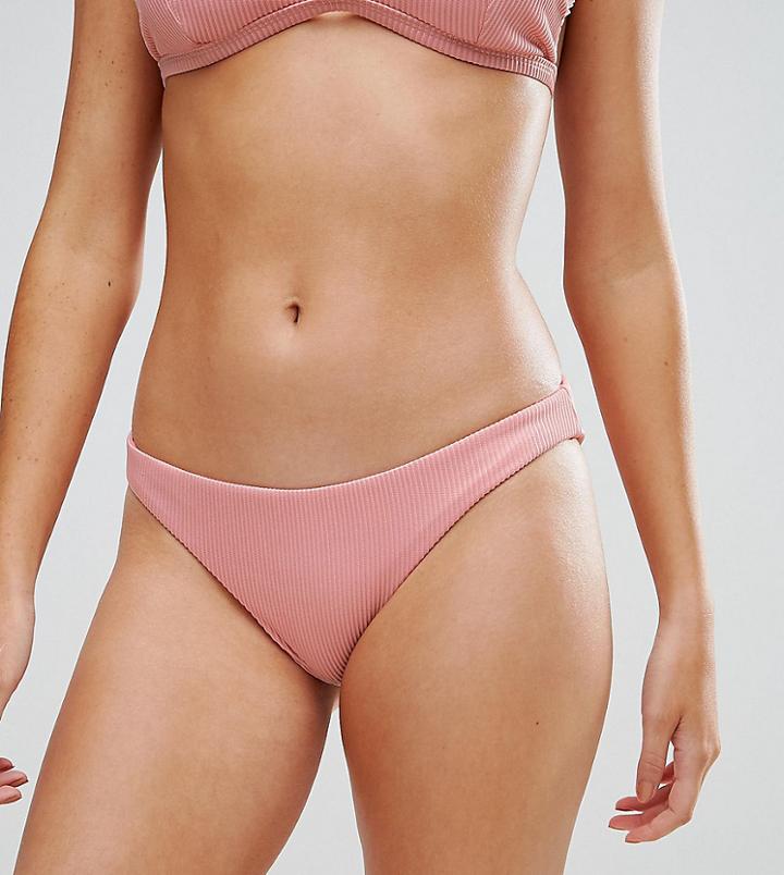 South Beach Ribbed Bikini Bottom - Pink