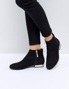 Asos Acton Flat Ankle Boots - Black