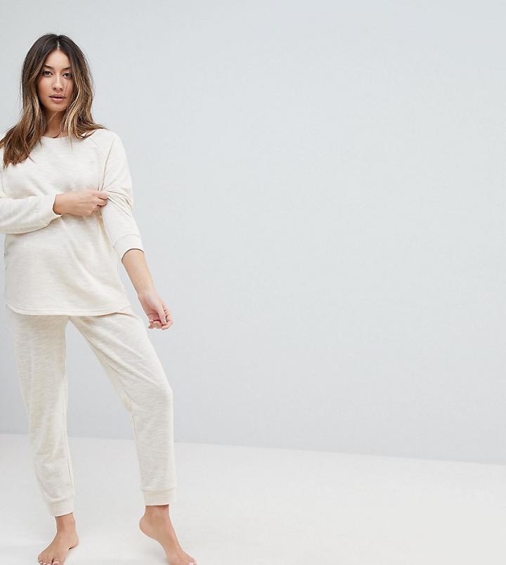 Asos Maternity Lounge Longline Sweat And Jogger Set - Beige