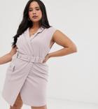 Asos Design Curve Utility Tux Belted Mini Dress-purple
