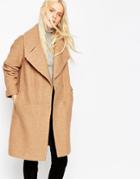 Asos Coat In Oversized Fit With Turn Back Cuff - Cream