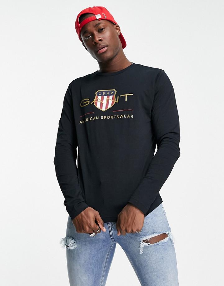Gant Archive Shield Long Sleeve Top In Black