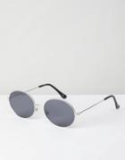 Asos 90s Oval Metal Sunglasses In Silver - Silver