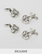 Reclaimed Vintage Silver Knot Cufflinks In 2 Pack - Silver