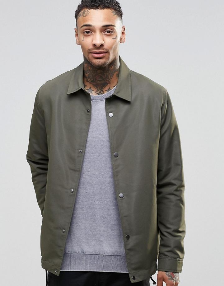 Asos Coach Jacket In Khaki - Green