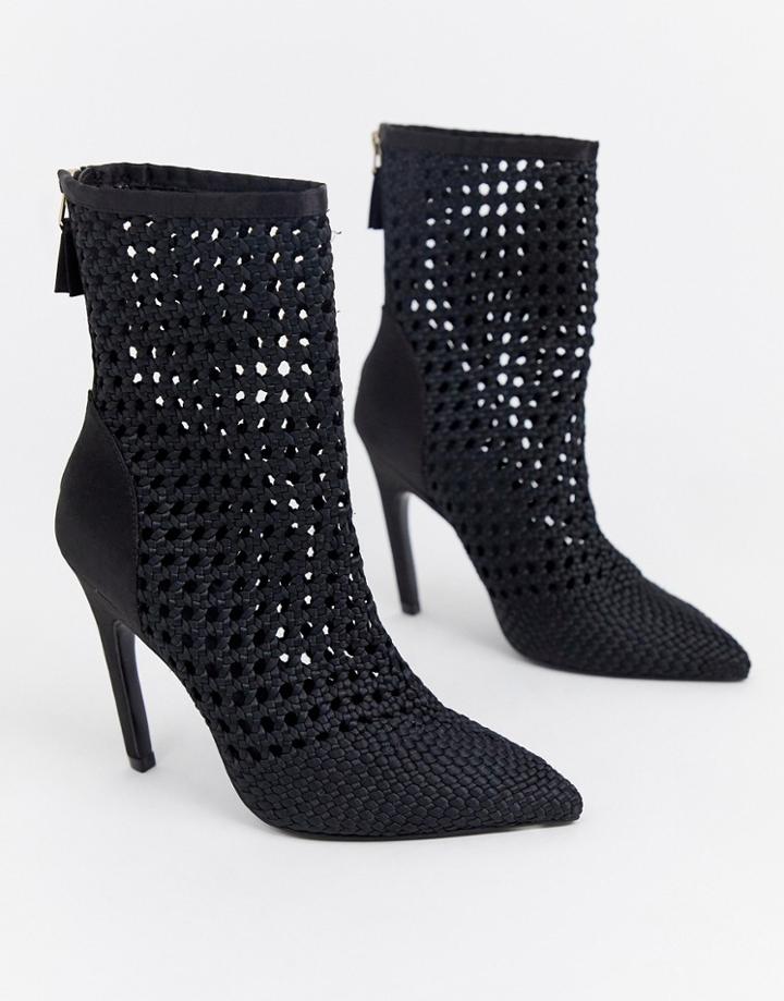 Asos Design Edel Woven Satin Boots-black