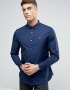 Lyle & Scott Stretch Slim Fit Shirt Buttondown Eagle Logo In Navy - Na