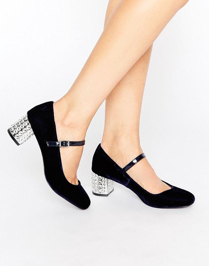 Carvela Greatest Mary Jane Embellished Mid Heeled Shoes - Blue