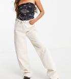 Collusion X014 90s Baggy Dad Jeans With Folded Waist Detail In Ecru-white