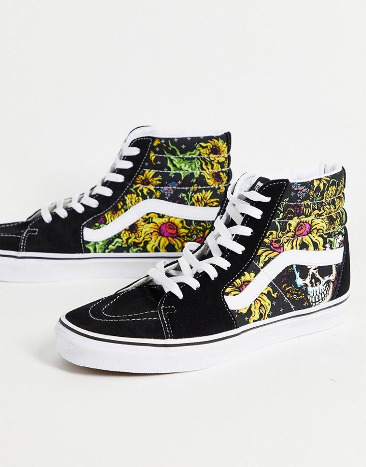 Vans Sk8-hi Beauty Skull Sneakers In Black