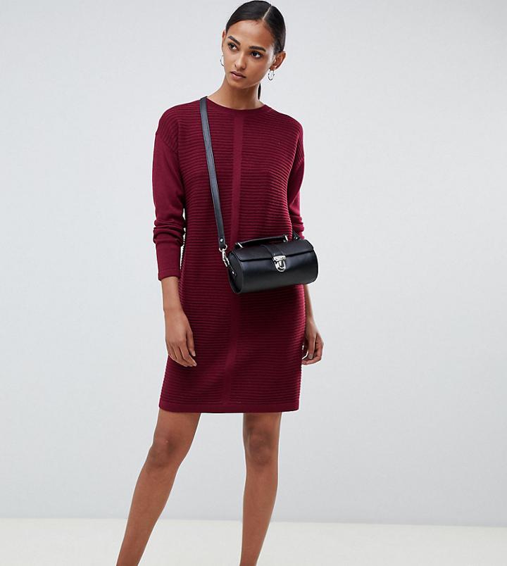 Asos Design Tall Eco Knitted Mini Dress In Ripple-red