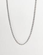 Asos Design Steel Watch Link Neckchain In Burnished Silver