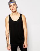 Asos Tank With Raw Edge And Relaxed Skater Fit - Black