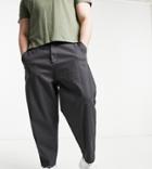 Asos Design Oversized Tapered Chino Pants In Charcoal-grey
