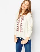 Asos Pretty Embroidered Blouse - Cream