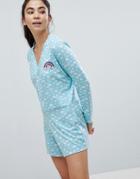 Adolescent Clothing Cloud Print Romper - Blue