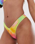 Jaded London High Leg Bikini Bottom In Tie Dye - Multi